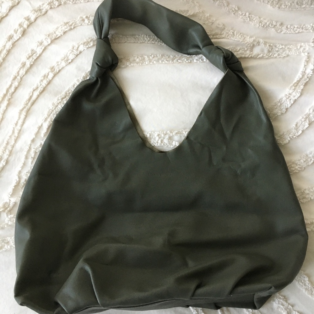 Elizabeth & James Purse Green Knotted Hobo Bag Vegan Leather Slouchy Lightweight - Picture 3 of 7